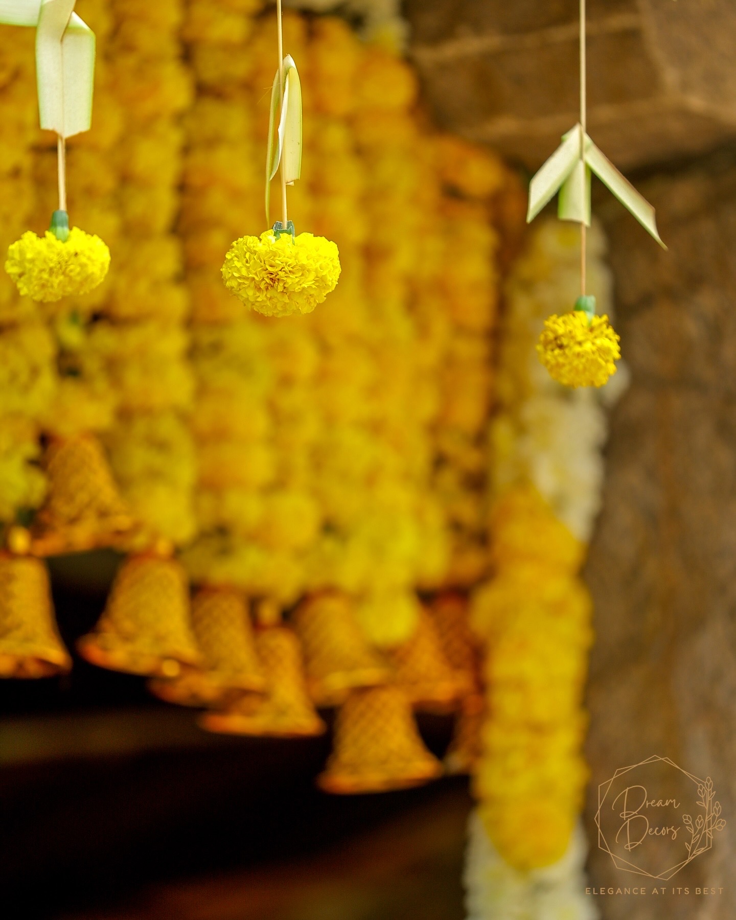 Yellow and white Chettinad wedding stage decor